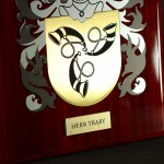 Zdjęcie produktu Herb Trąby na podkładzie drewnianym