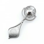 Zdjęcie produktu Metryczka na Chrzest - grawerowana grzechotka ze srebra / pozłacana