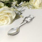 Zdjęcie produktu Grawerowana łyżeczka ze srebra 925 z misiem dedykowana na Chrzest