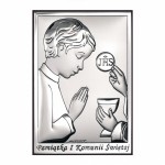 Zdjęcie produktu Chłopiec - grawerowany obrazek srebrny na I Komunię Świętą dla chłopca