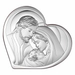 Zdjęcie produktu Św. Rodzina w Sercu - grawerowany obrazek ze srebrem na pamiątkę Chrztu Św.