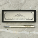 Zdjęcie produktu Awans - grawerowany długopis HERI z pieczątką w personalizowanym etui