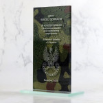 Zdjęcie produktu Grawerowana szklana statuetka z nadrukiem, w podziękowaniu za służbę