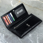 Zdjęcie produktu Skórzany portfel damski ze srebrnym monogramem