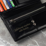 Zdjęcie produktu Skórzany portfel damski ze srebrnym monogramem