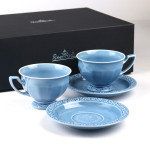 Zdjęcie produktu Państwo Młodzi - grawerowany zestaw kawowy Rosenthal Maria en Vogue Blue z personalizacją na Ślub