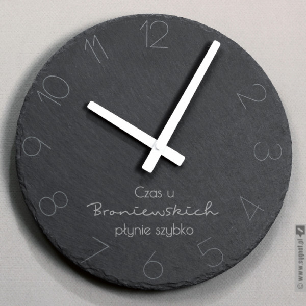 Dobry Czas - kamienny zegar ścienny z wygrawerowaną personalizacją