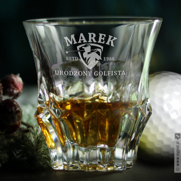 Urodzony Golfista - grawerowana szklanka do whisky z personalizacją