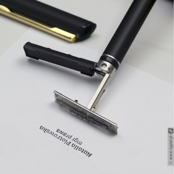 Świetna Robota - personalizowany długopis HERI z pieczątką czarno-złoty