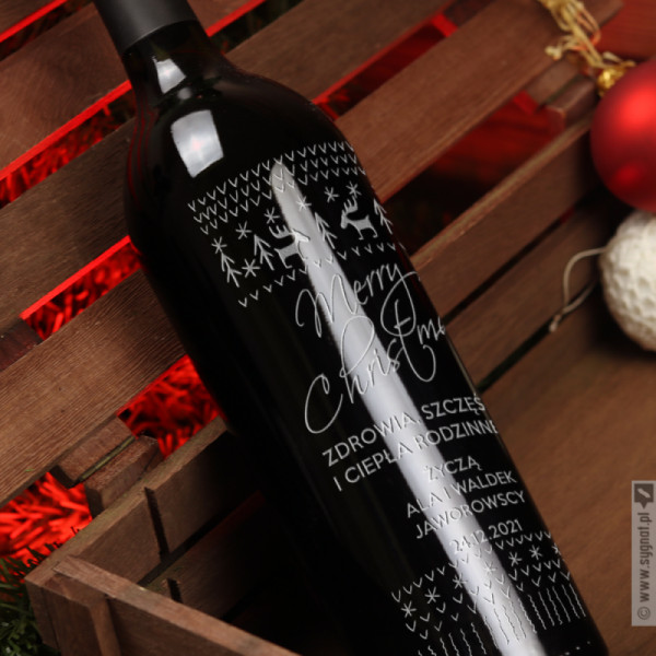 Merry Christmas - grawerowane wino z personalizacją na święta