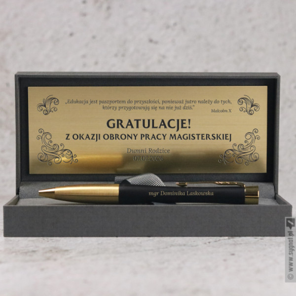 Grawerowany długopis Parker z okazji obrony pracy dyplomowej