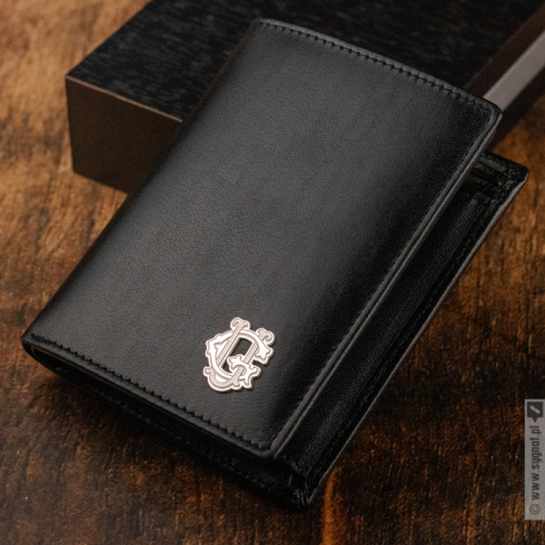 Monogram Wallet - personalizowany portfel skórzany z monogramem wykonanym ręcznie ze srebra