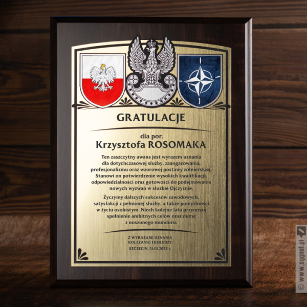 Dyplom wojskowy z godłem Polski