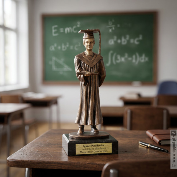 Statuetka absolwenta z tabliczką - pamiątka ukończenia szkoły
