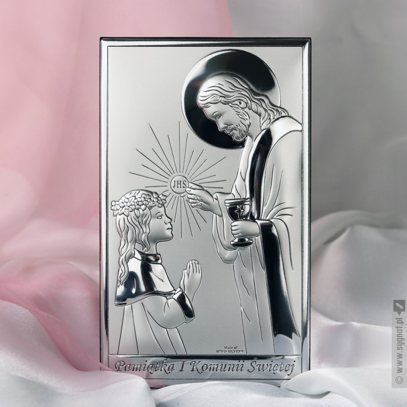 Zdjęcie produktu Dziewczynka z Jezusem - personalizowana pamiątka I Komunii Świętej dla dziewczynki
