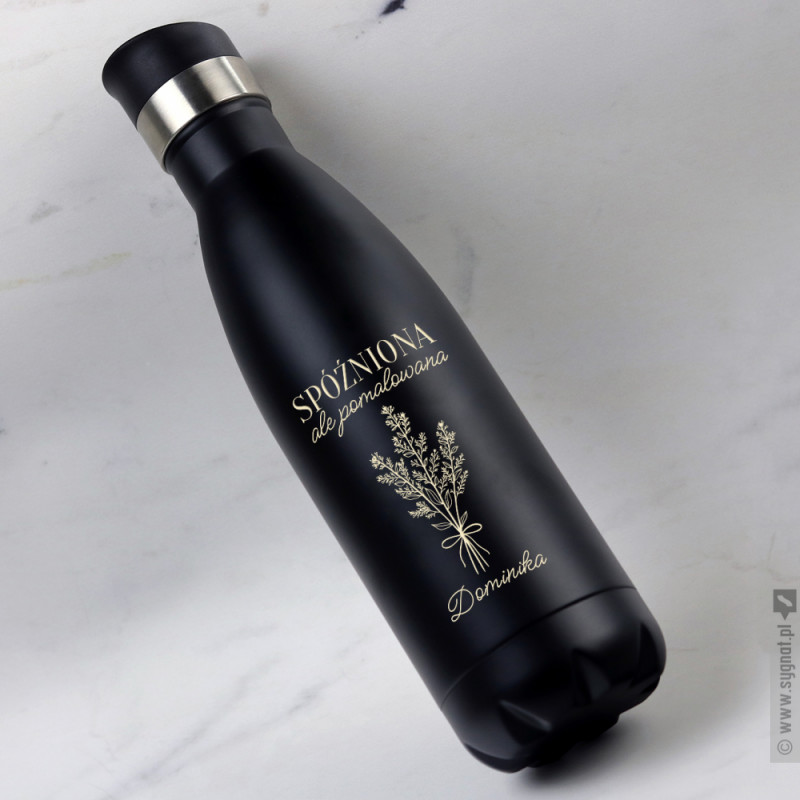 Zdjęcie produktu Spóźniona - personalizowana butelka termiczna dla miłośniczki makijażu 530ml